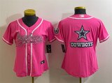 Cheap Women's Dallas Cowboys Pink Team Big Logo With Patch Cool Base Stitched Baseball Jersey(Run Small)