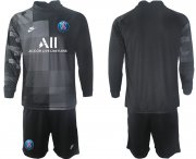 Wholesale Cheap Men 2021-2022 ClubParis Saint-Germainblack goalkeeper Long Sleeve blank Soccer Jersey