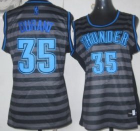 Wholesale Cheap Oklahoma City Thunder #35 Kevin Durant Gray With Black Pinstripe Womens Jersey