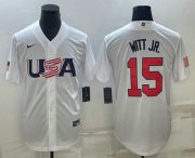Cheap Men's USA Baseball #15 Bobby Witt Jr 2023 White World Baseball Classic Replica Stitched Jersey