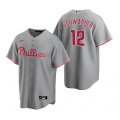 Wholesale Cheap Men's Philadelphia Phillies #12 Kyle Schwarber Gray Cool Base Stitched Jersey