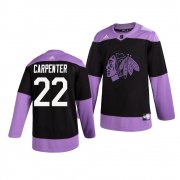 Wholesale Cheap Chicago Blackhawks #22 Ryan Carpenter Adidas Men's Hockey Fights Cancer Practice NHL Jersey Black