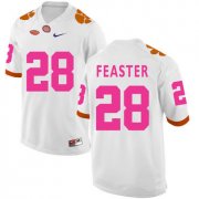 Wholesale Cheap Clemson Tigers 28 Tavien Feaster White Breast Cancer Awareness College Football Jersey