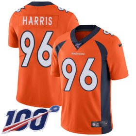 Wholesale Cheap Nike Broncos #96 Shelby Harris Orange Team Color Men\'s Stitched NFL 100th Season Vapor Untouchable Limited Jersey