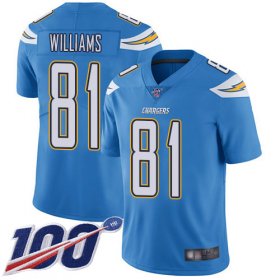 Wholesale Cheap Nike Chargers #81 Mike Williams Electric Blue Alternate Men\'s Stitched NFL 100th Season Vapor Limited Jersey