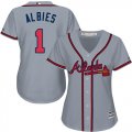 Wholesale Cheap Braves #1 Ozzie Albies Grey Road Women's Stitched MLB Jersey
