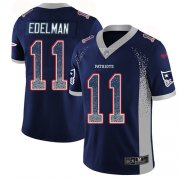 Wholesale Cheap Nike Patriots #11 Julian Edelman Navy Blue Team Color Men's Stitched NFL Limited Rush Drift Fashion Jersey