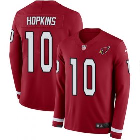 Wholesale Cheap Nike Cardinals #10 DeAndre Hopkins Red Team Color Men\'s Stitched NFL Limited Therma Long Sleeve Jersey