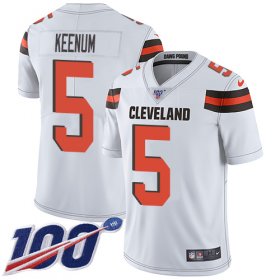 Wholesale Cheap Nike Browns #5 Case Keenum White Youth Stitched NFL 100th Season Vapor Untouchable Limited Jersey