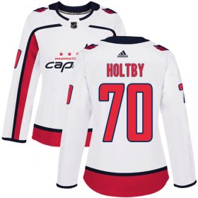 Wholesale Cheap Adidas Capitals #70 Braden Holtby White Road Authentic Women\'s Stitched NHL Jersey