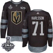 Wholesale Cheap Adidas Golden Knights #71 William Karlsson Black 1917-2017 100th Anniversary 2018 Stanley Cup Final Stitched NHL Jersey