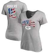 Wholesale Cheap Women's Green Bay Packers #12 Aaron Rodgers NFL Pro Line by Fanatics Branded Banner Wave Name & Number T-Shirt Heathered Gray