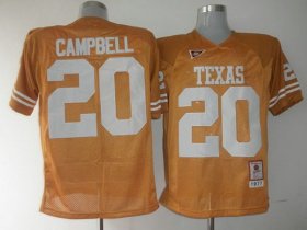 Wholesale Cheap Men\'s Texas Longhorns #20 Earl Campbell Orange Throwback NCAA Football Jersey