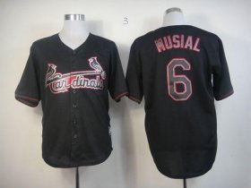 Wholesale Cheap Cardinals #6 Stan Musial Black Fashion Stitched MLB Jersey