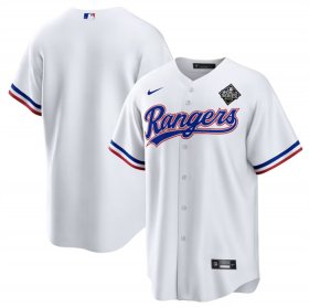 Men\'s Texas Rangers Blank White 2023 World Series Stitched Baseball Jersey