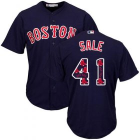 Wholesale Cheap Red Sox #41 Chris Sale Navy Blue Team Logo Fashion Stitched MLB Jersey