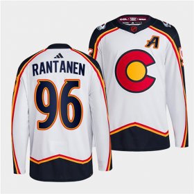 Wholesale Cheap Men\'s Colorado Avalanche #96 Mikko Rantanen White 2022-23 Reverse Retro Stitched Jersey