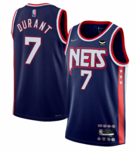 Wholesale Cheap Men\'s Brooklyn Nets #7 Kevin Durant Navy 2021-22 Swingman City Edition 75th Anniversary Stitched Basketball Jersey