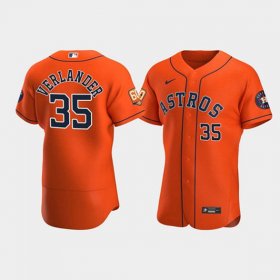 Wholesale Cheap Men\'s Houston Astros #35 Justin Verlander Orange 60th Anniversary Flex Base Stitched Baseball Jersey