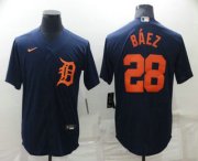 Wholesale Cheap Men's Detroit Tigers #28 Javier Baez Navy Blue Stitched Cool Base Nike Jersey