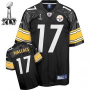 Wholesale Cheap Steelers #17 Mike Wallace Black Super Bowl XLV Stitched NFL Jersey