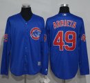 Wholesale Cheap Cubs #49 Jake Arrieta Blue New Cool Base Long Sleeve Stitched MLB Jersey