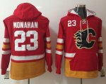 Wholesale Cheap Flames #23 Sean Monahan Red Name & Number Pullover NHL Hoodie