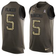 Wholesale Cheap Nike Ravens #5 Joe Flacco Green Men's Stitched NFL Limited Salute To Service Tank Top Jersey