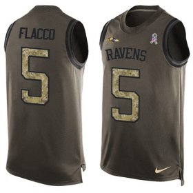 Wholesale Cheap Nike Ravens #5 Joe Flacco Green Men\'s Stitched NFL Limited Salute To Service Tank Top Jersey