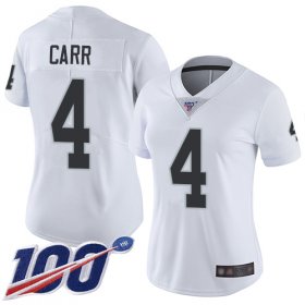Wholesale Cheap Nike Raiders #4 Derek Carr White Women\'s Stitched NFL 100th Season Vapor Limited Jersey