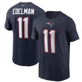 Wholesale Cheap New England Patriots #11 Julian Edelman Nike Team Player Name & Number T-Shirt Navy