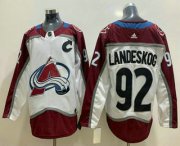 Wholesale Cheap Men's Colorado Avalanche #92 Gabriel Landeskog White Adidas Stitched NHL Jersey