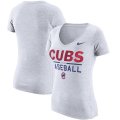Wholesale Cheap Chicago Cubs Nike Women's Practice 1.7 Tri-Blend V-Neck T-Shirt Heathered White