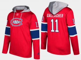 Wholesale Cheap Canadiens #11 Brendan Gallagher Red Name And Number Hoodie