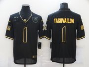 Wholesale Cheap Men's Miami Dolphins #1 Tua Tagovailoa Black Gold 2020 Salute To Service Stitched NFL Nike Limited Jersey
