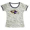 Wholesale Cheap Women's Baltimore Ravens Sideline Legend Authentic Logo Zebra Stripes T-Shirt