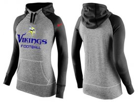 Wholesale Cheap Women\'s Nike Minnesota Vikings Performance Hoodie Grey & Black