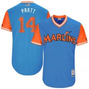 Wholesale Cheap marlins #14 Martin Prado Blue "Pratt" Players Weekend Authentic Stitched MLB Jersey