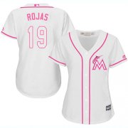 Wholesale Cheap Marlins #19 Miguel Rojas White/Pink Fashion Women's Stitched MLB Jersey
