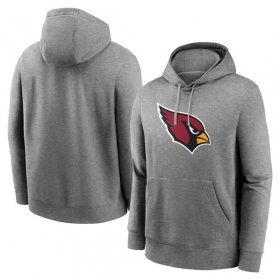 Cheap Men\'s Arizona Cardinals Heather Gray Primary Logo Long Sleeve Hoodie T-Shirt