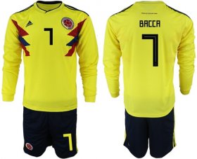 Wholesale Cheap Colombia #7 Bacca Home Long Sleeves Soccer Country Jersey