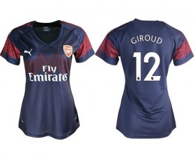 Wholesale Cheap Women\'s Arsenal #12 Giroud Away Soccer Club Jersey