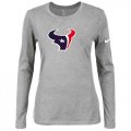 Wholesale Cheap Women's Nike Houston Texans Of The City Long Sleeve Tri-Blend NFL T-Shirt Light Grey