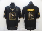 Wholesale Cheap Men's Green Bay Packers #12 Aaron Rodgers Black Gold 2020 Salute To Service Stitched NFL Nike Limited Jersey