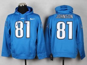 Wholesale Cheap Detroit Lions #81 Calvin Johnson Pullover NFL Hoodie Blue