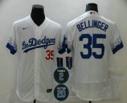 Wholesale Cheap Men's Los Angeles Dodgers #35 Cody Bellinger White #2 #20 Patch City Connect Flex Base Stitched Jersey