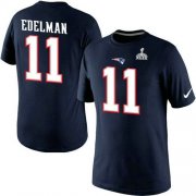 Wholesale Cheap Nike New England Patriots #11 Julian Edelman Pride Name & Number 2015 Super Bowl XLIX NFL T-Shirt Navy Blue