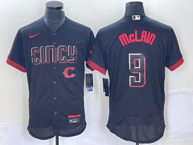 Wholesale Cheap Men\'s Cincinnati Reds #9 Matt McLain Black 2023 City Connect Flex Base Stitched Jersey1