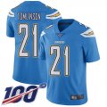 Wholesale Cheap Nike Chargers #21 LaDainian Tomlinson Electric Blue Alternate Men's Stitched NFL 100th Season Vapor Limited Jersey