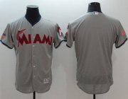 Wholesale Cheap marlins Blank Grey Fashion Stars & Stripes Flexbase Authentic Stitched MLB Jersey